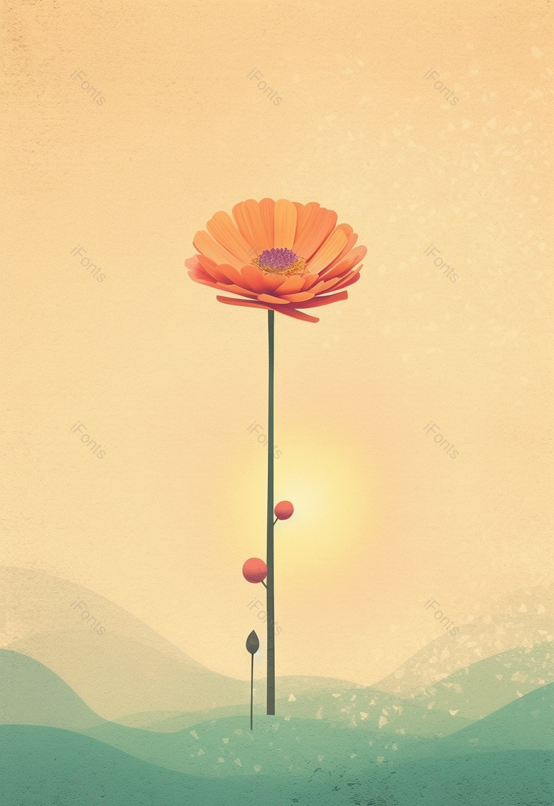 春天初夏日出野花花卉花朵开花背景黄色浪漫插画,插画/手绘图,插画/手绘图库,插画/手绘图下载,插画/手绘